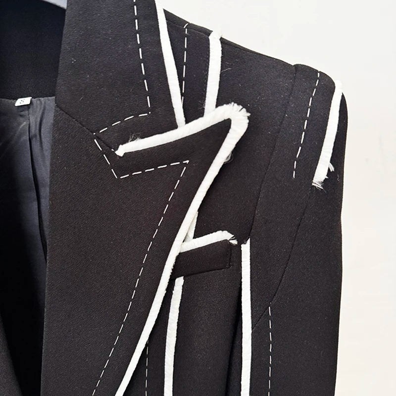HIGH STREET Newest Fashion 2026 Designer Jacket Women's Fringed Tassel Slim Fitting Blazer