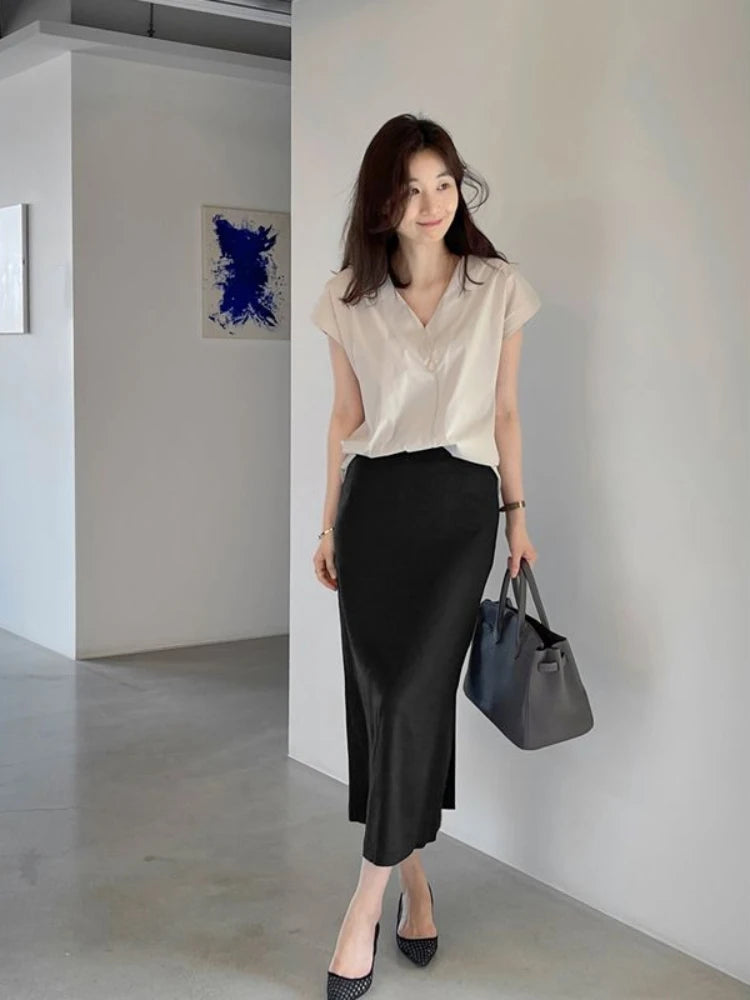 Shirts & Blouses For Women Half Sleeve Summer Loose Button Up Woman Top V Neck Simple Cheap Stylish Offer Aesthetic Hot Xl S Xxl