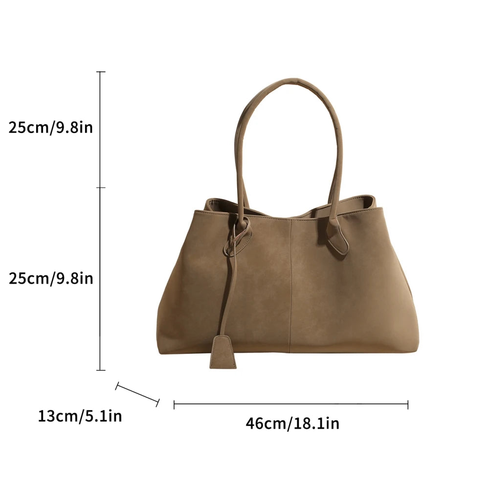 Luxurious Faux Suede Pure Color Retro Shoulder Tote Bag for Women