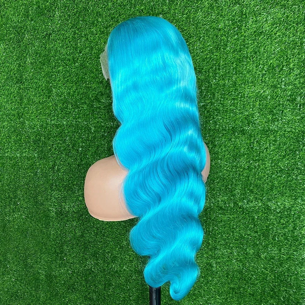 Preplucked Green Body Wave Lace Front Wig for Women