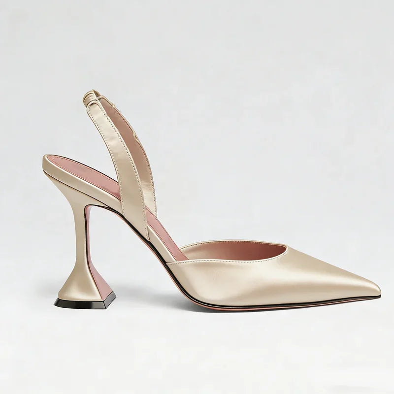 Satin Pointed Toe Back Strap High Heel Sandals for Women