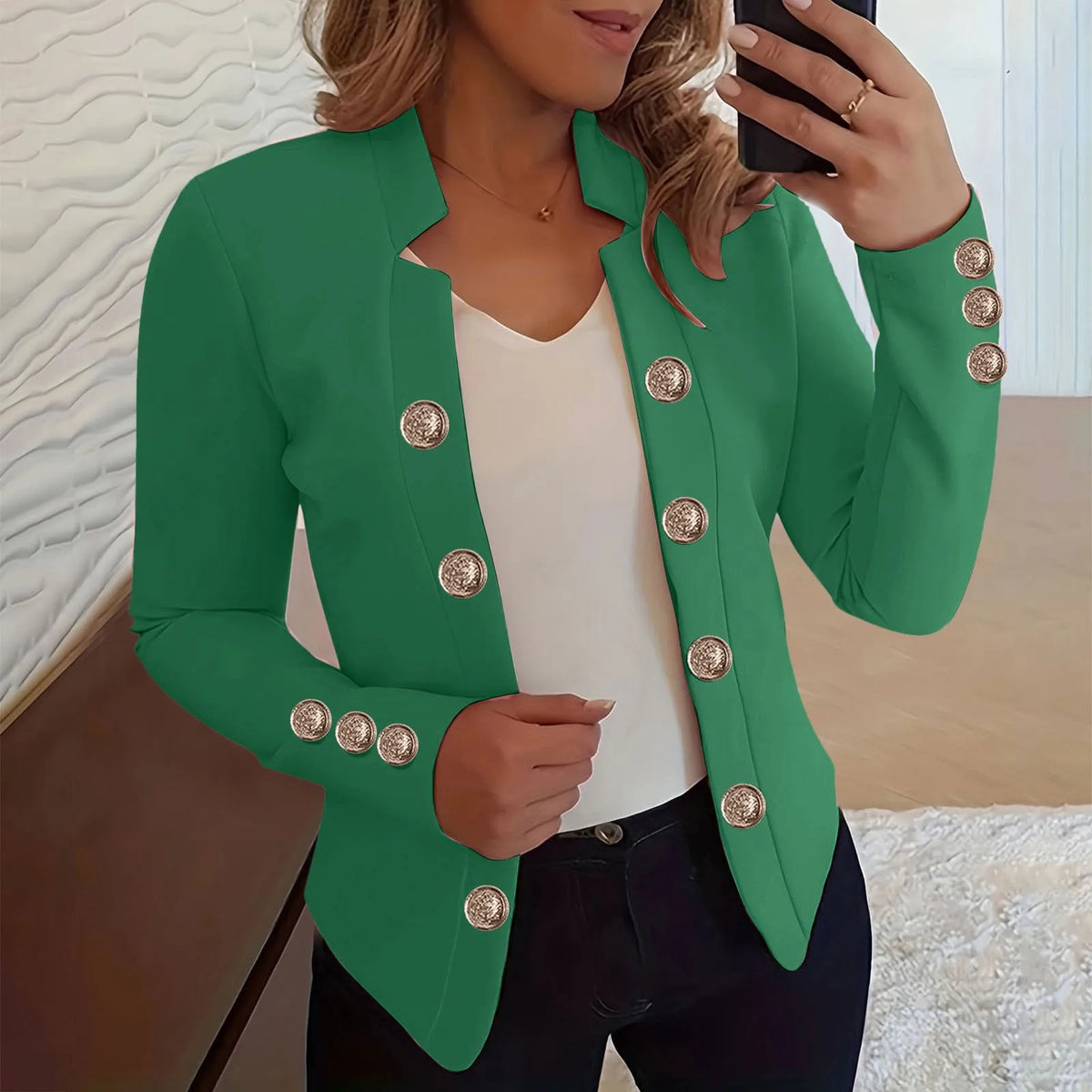 Lightweight Cropped Hooded Office Jacket for Women