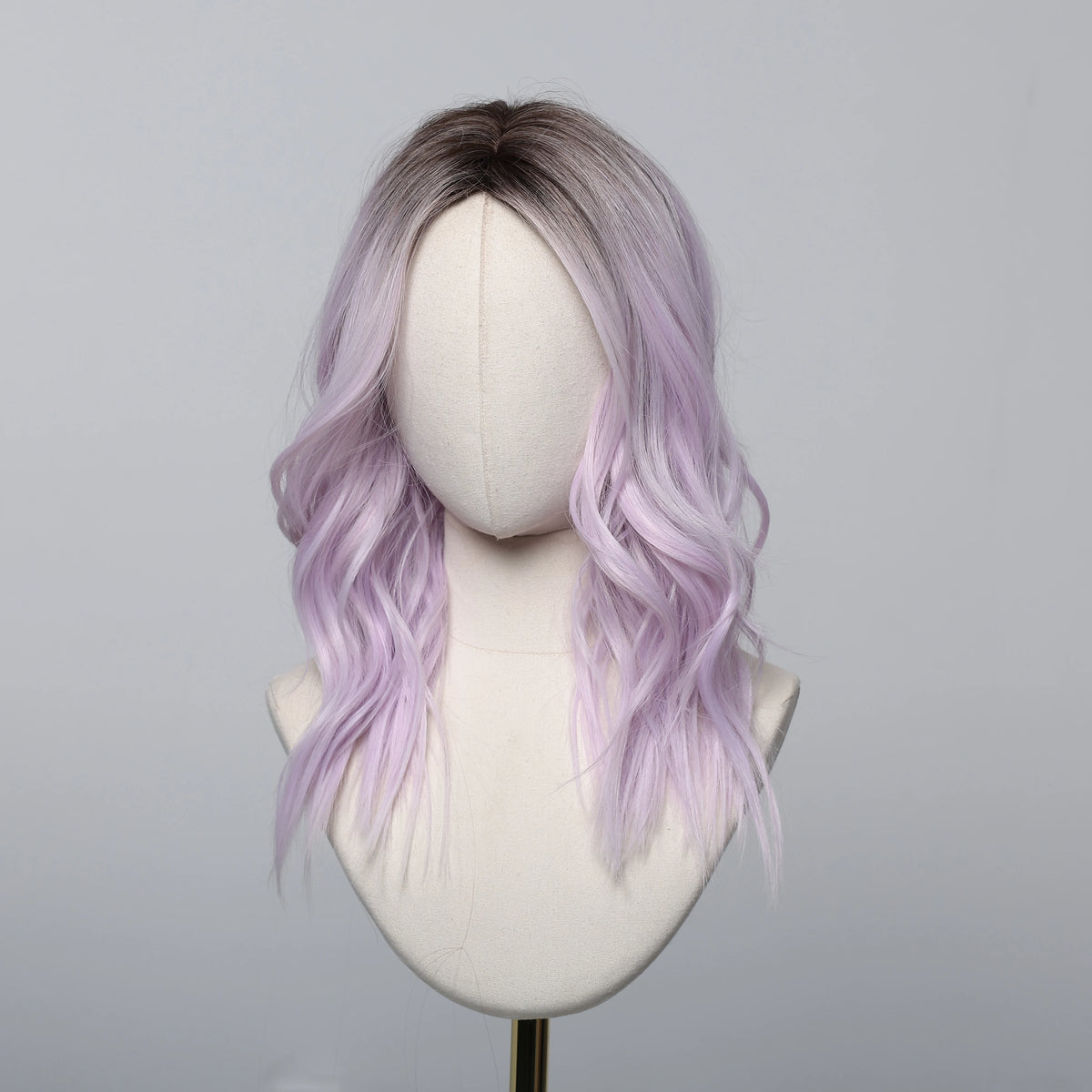 Heat Resistant Purple Ombre Short Curly Medium Part Wig For Women