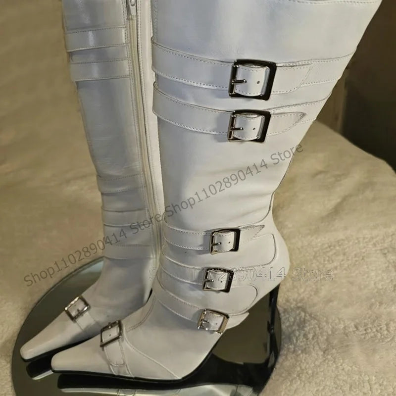 White Matte Leather Ankle Boots With Side Zipper for Women