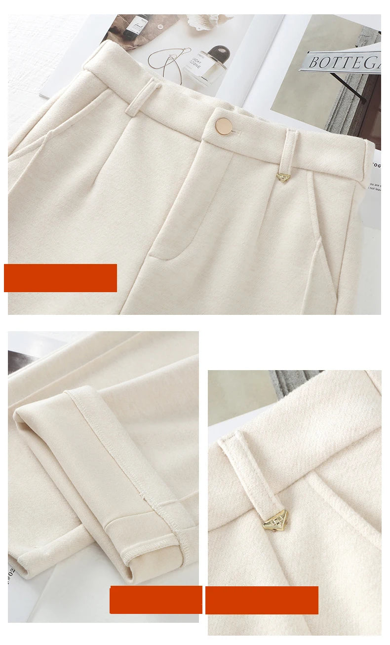 Full Length Textured Woolen Wide Leg Pants For Women