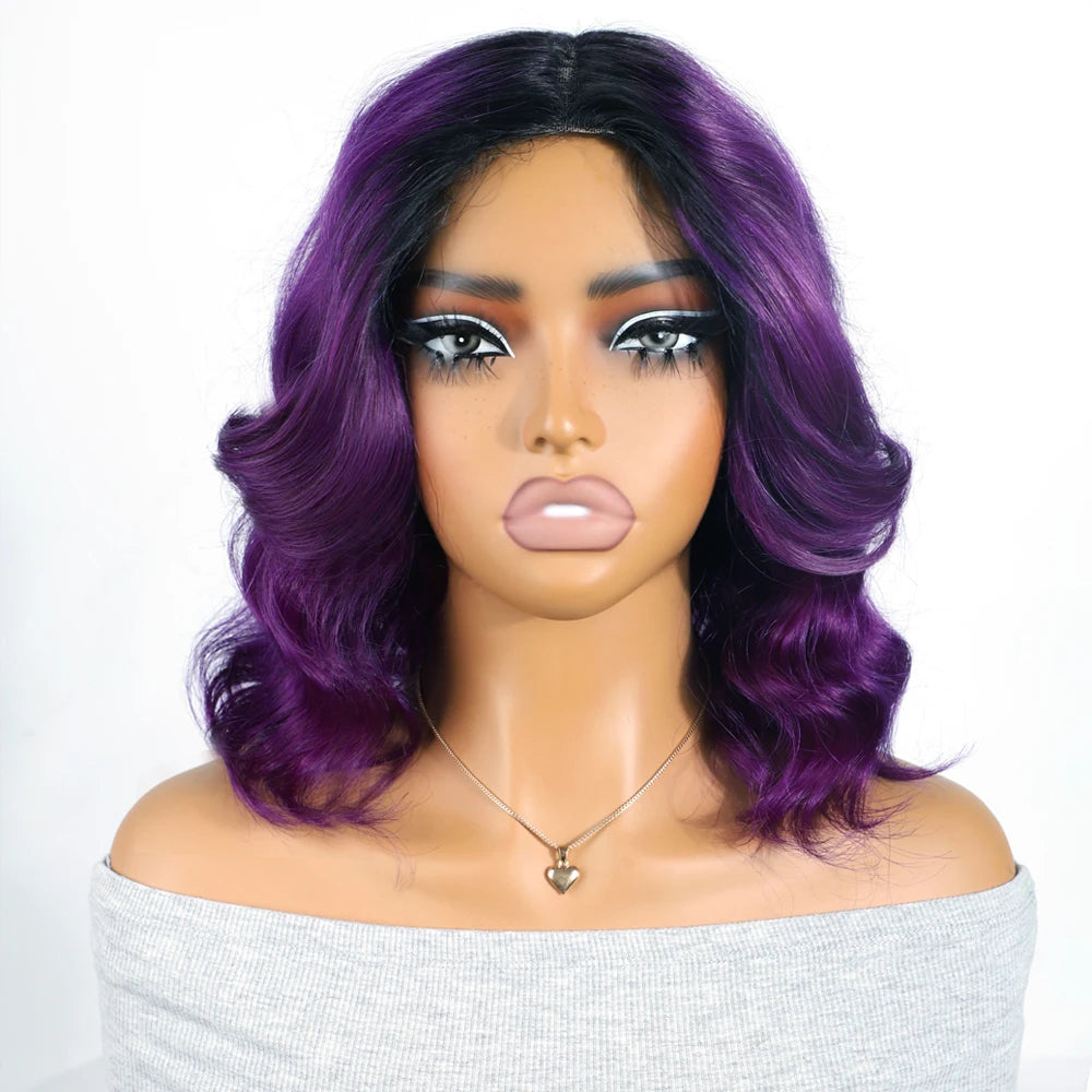 Honey Blonde Shadow Root Body Wave Bob Lace Front Wig for Women