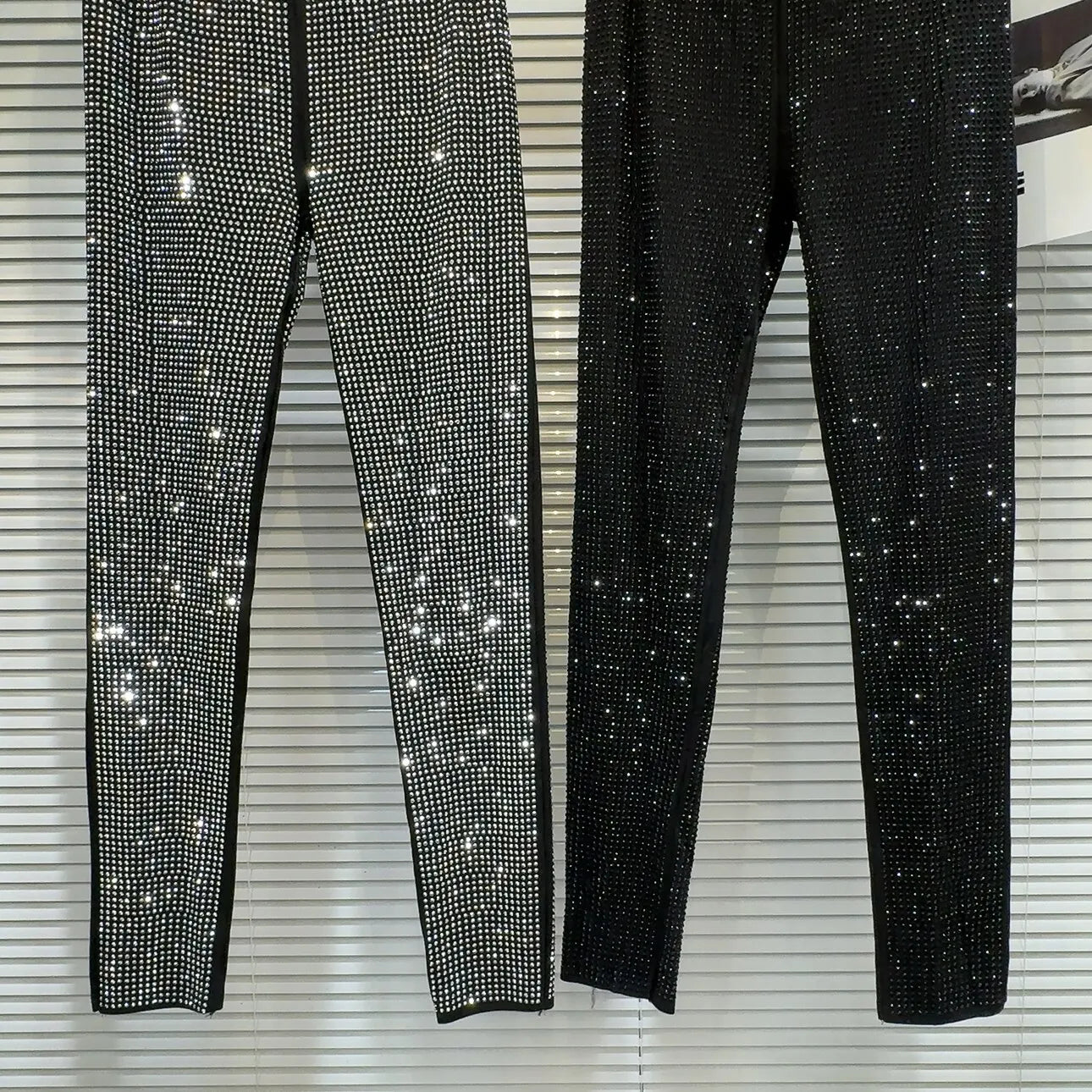 Blingbling Full Diamonds Hot Drilling Slimming Bottom Pants New Spring Autumn Spice Girls Ankle-length Skinny Women Leggings