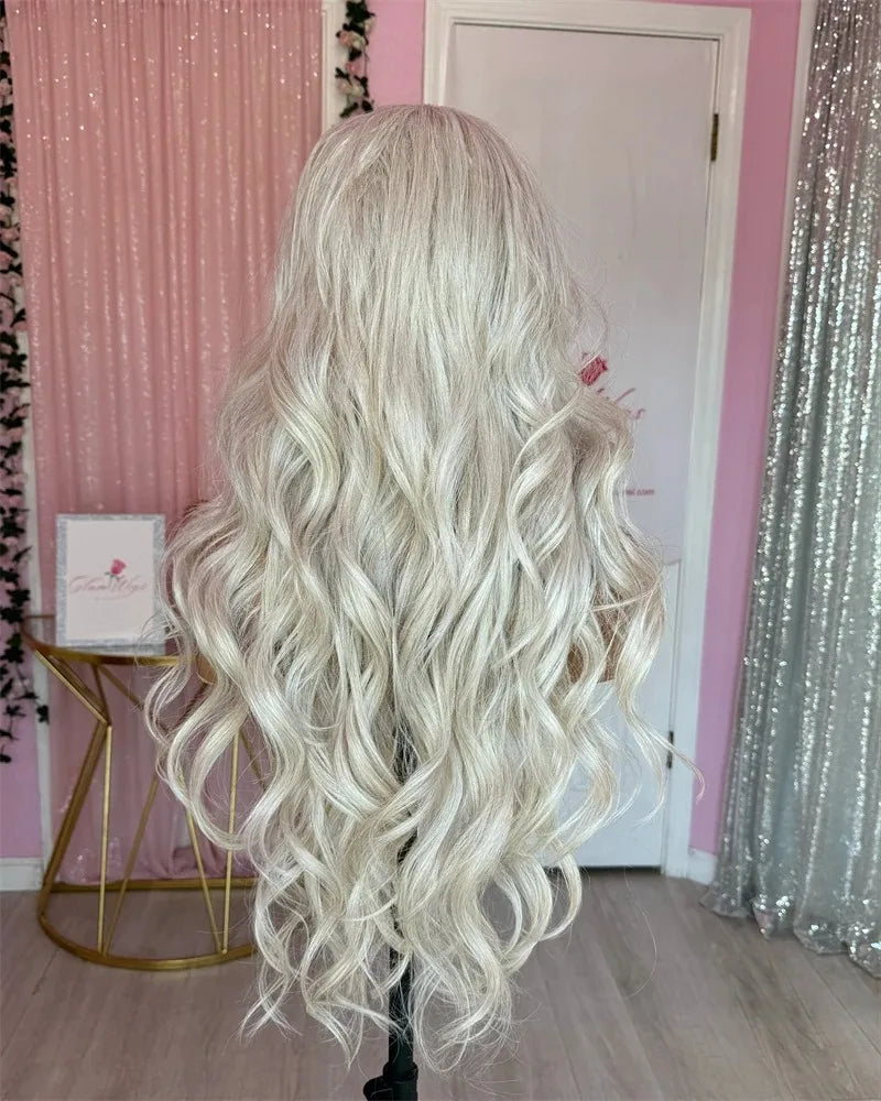 Heat Resistant Ombre Loose Wave Lace Front Wig With Bangs for Women