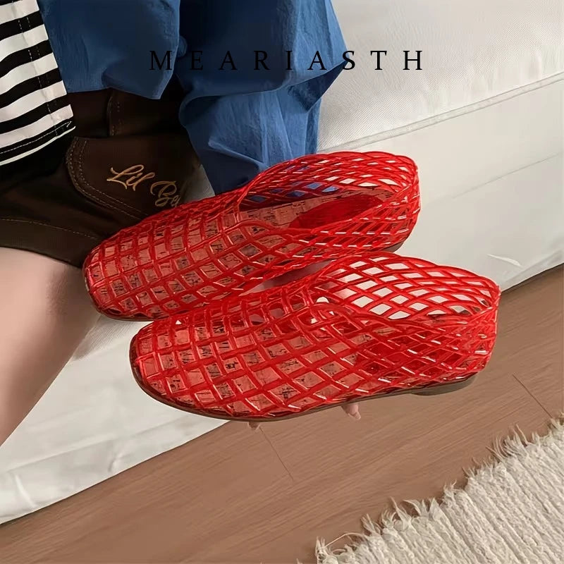 Breathable Hollow Jelly Slip On Casual Flats for Women