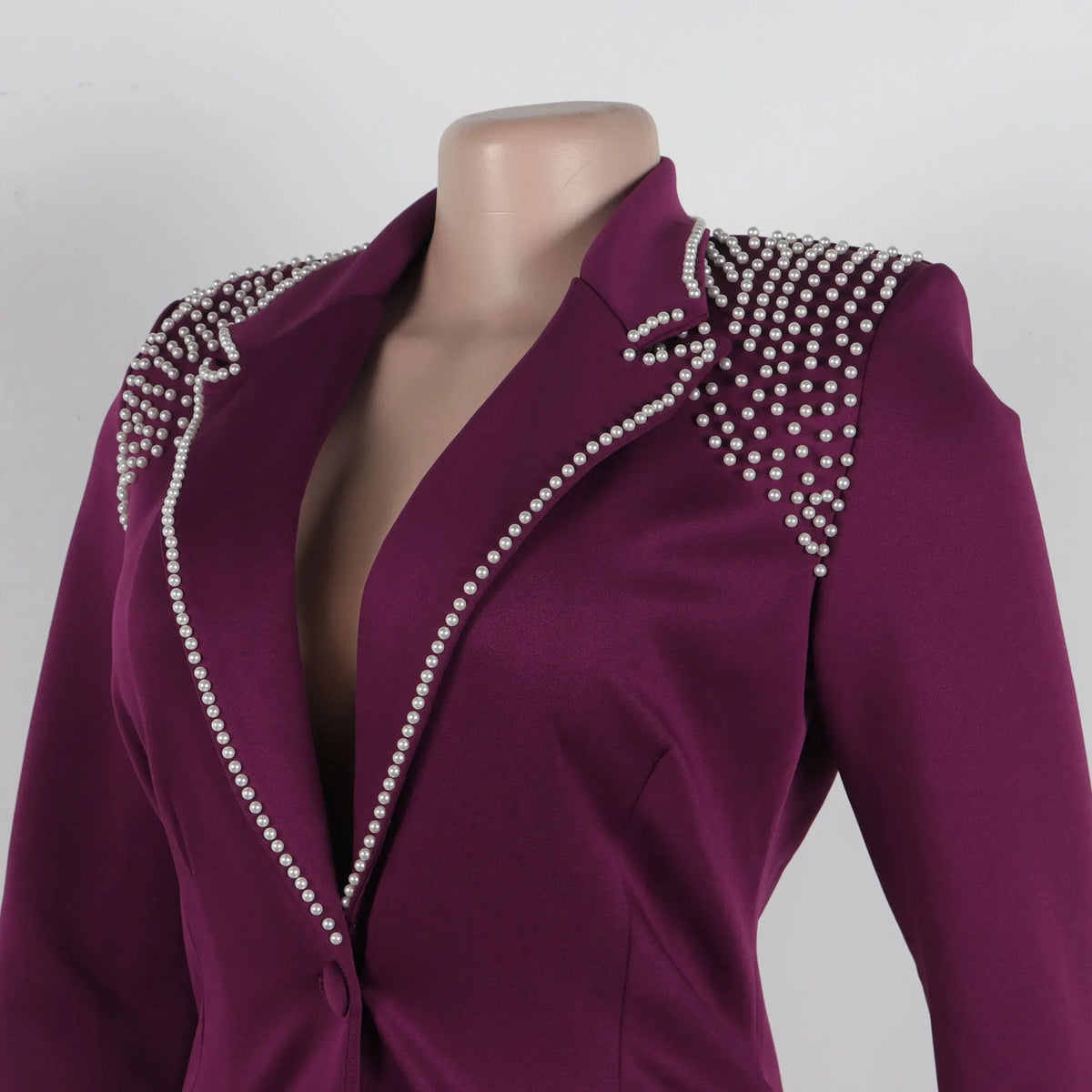 Elegant Slim Fit Pearl Blazer And Pants Set for Women