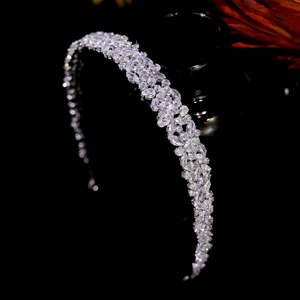 Elegant Silver Cubic Zirconia Bridal Crown For Women