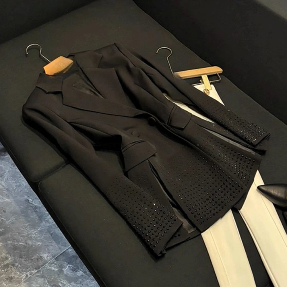 TWOTWINSTYLE Solid Design Sense Blazers For Women Lapel Long Sleeve Spring Casual Slimming Jackets Female Fashion New KJA520459