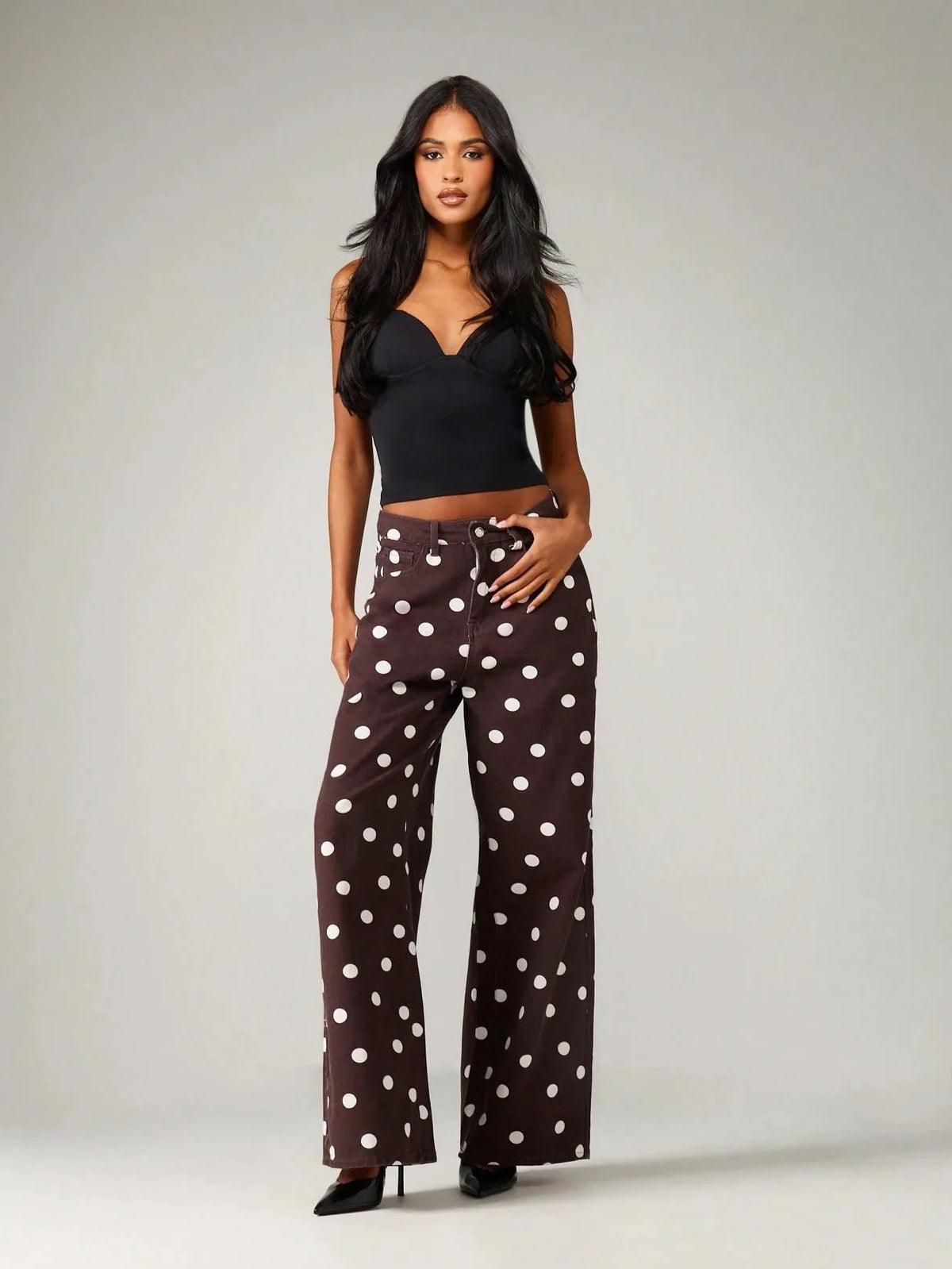 High Waisted Wide Leg Straight Denim Jeans For Women