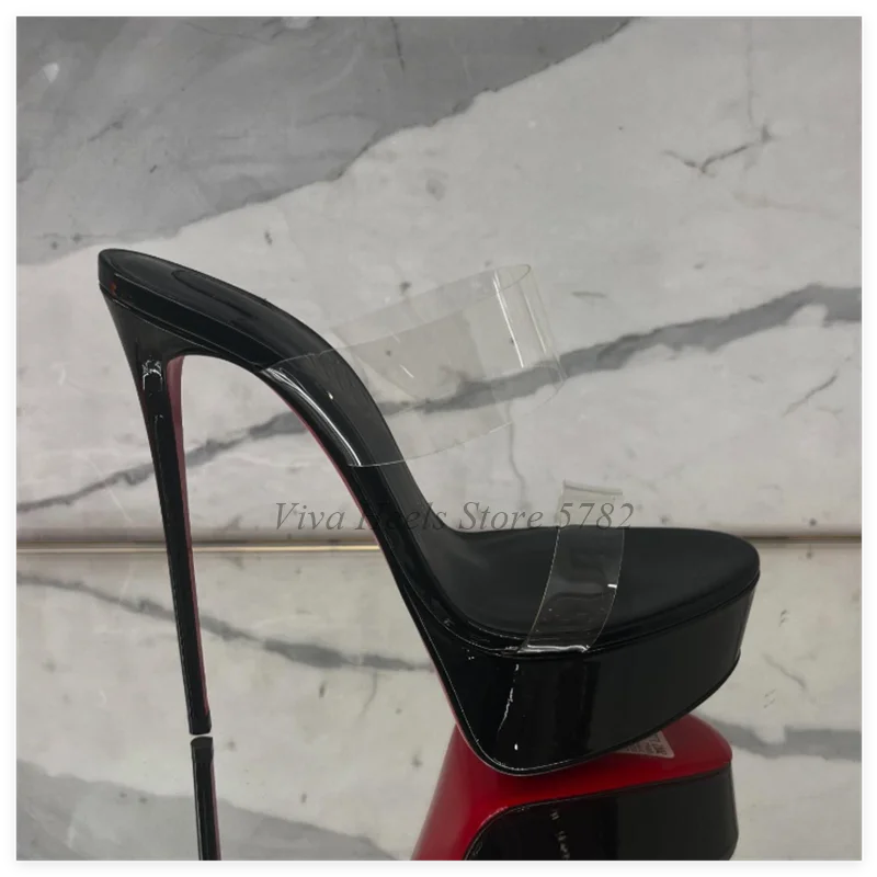 Clear PVC Platform Stiletto Sandals With High Heels for Women