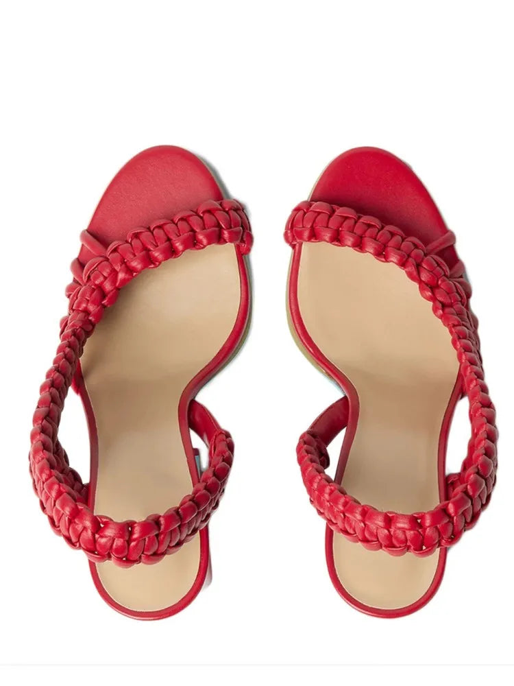 Fashionable Summer Woven High Heel Sandals for Women