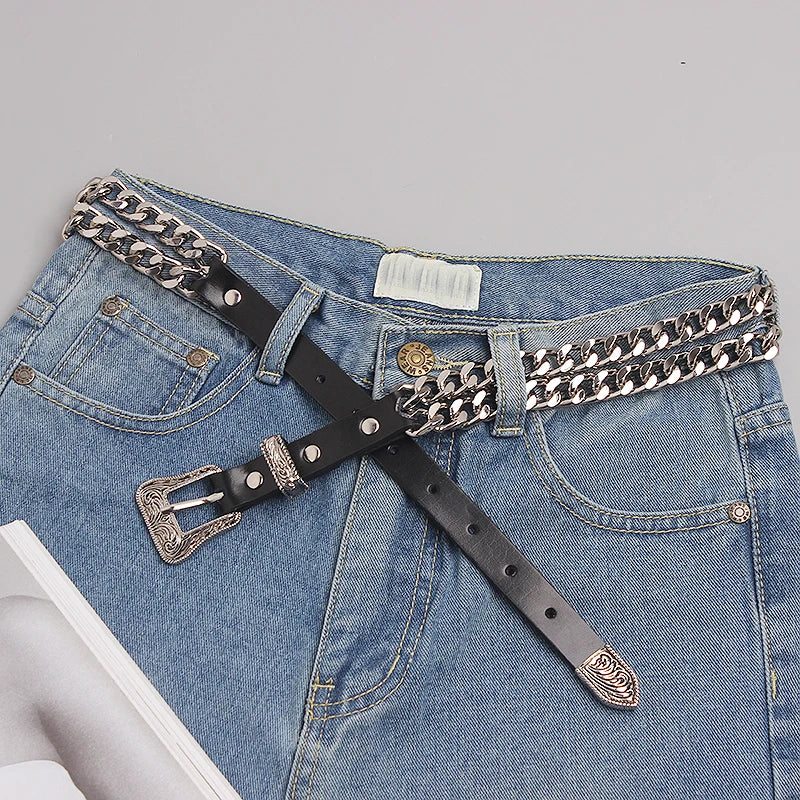 Trendy Gold Metal Decorative Waist Chain Belt for Women