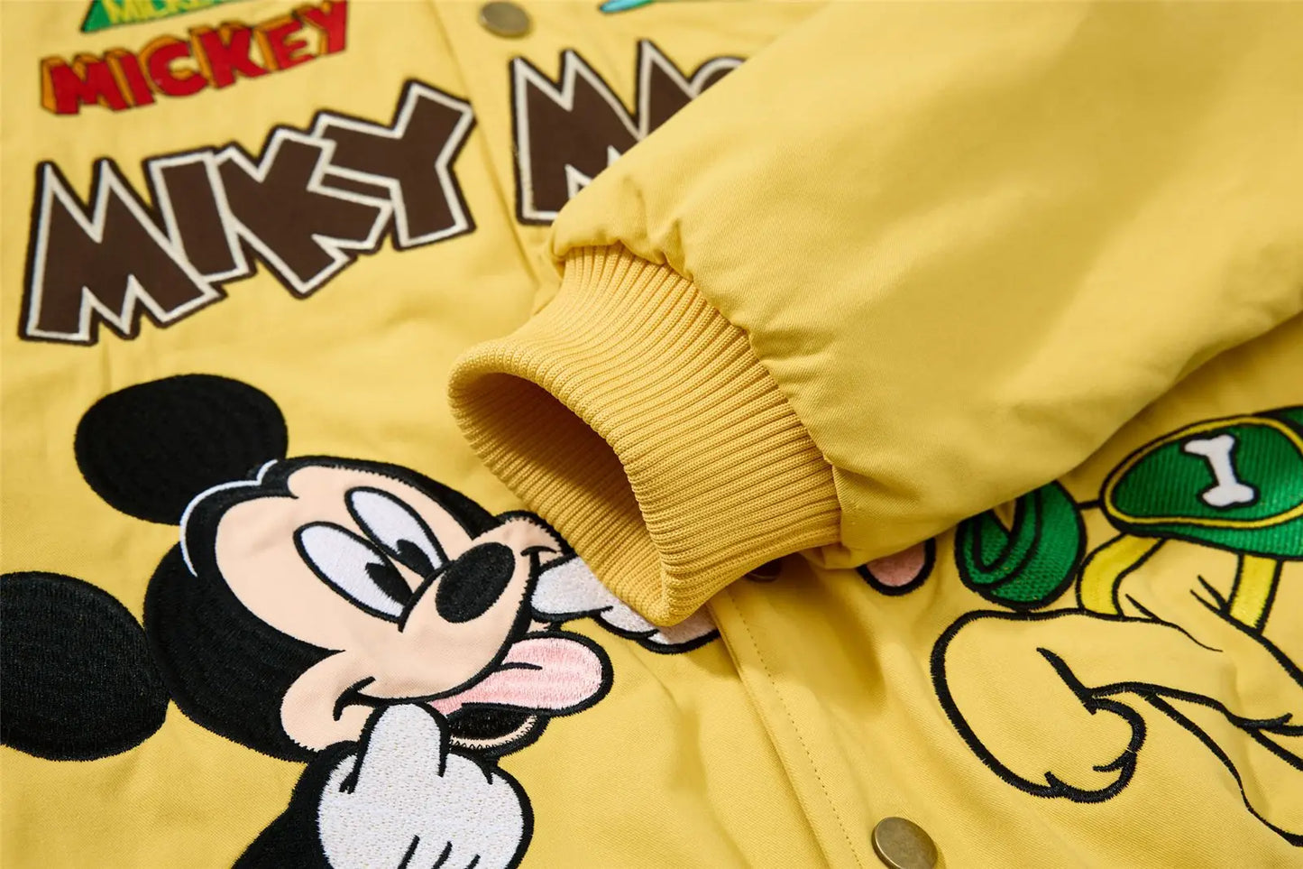 American Retro Cartoon Embroidery Patchwork Stand Collar Thickened Jacket for Men and Women Winter Loose Casual Warm Cotton Coat