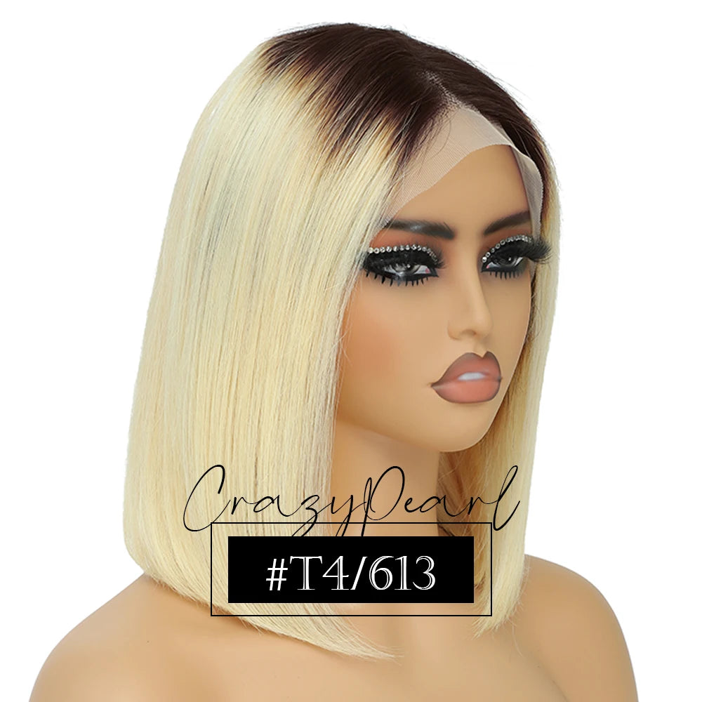 Short Transparent Lace Human Hair Bob Wig for Women