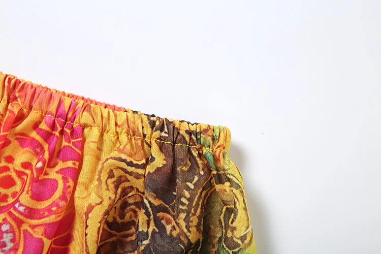 Colorful Print Halter Backless Two Piece Set for Women