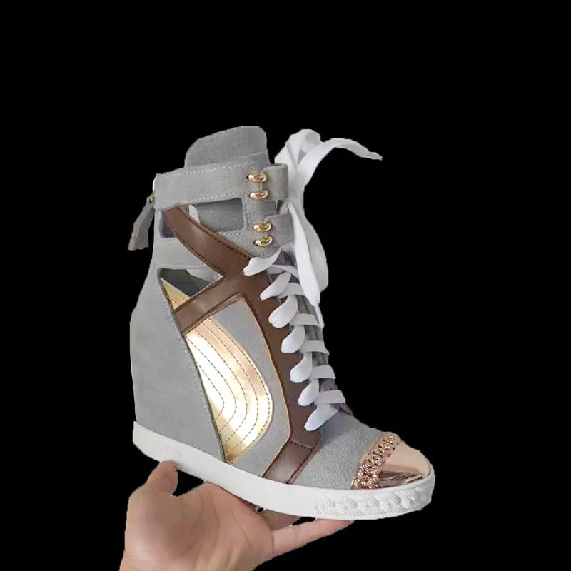 Cross Tied Buckle Strap Platform Flat Shoes With Chain for Women