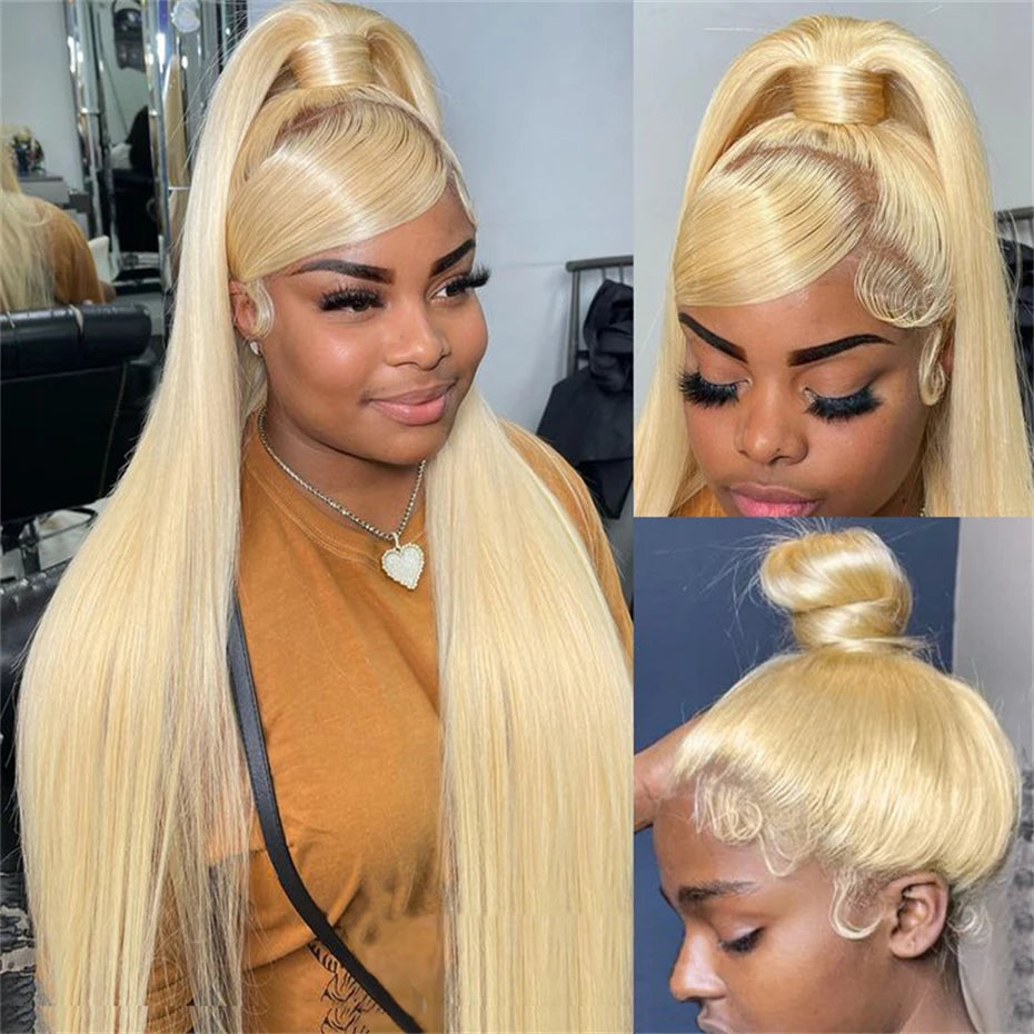 Preplucked Straight Blonde Human Hair Lace Front Wig for Women
