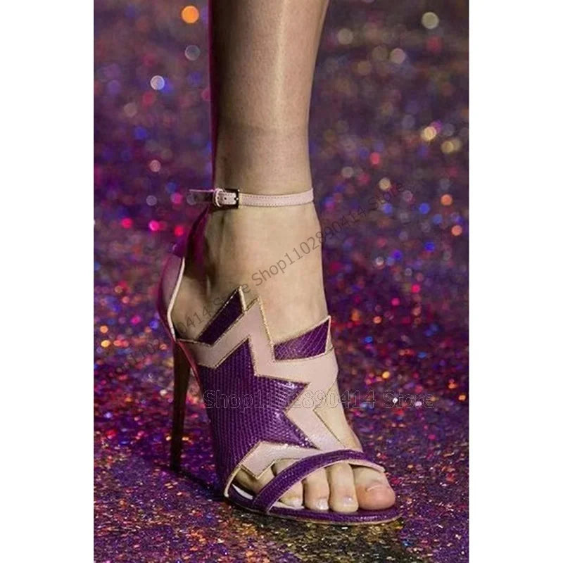Purple Star Design Open Toe Sandals With Ankle Strap For Women