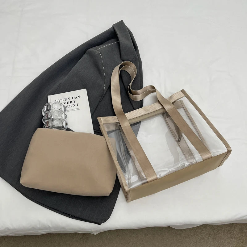 Two In One Transparent PVC Shoulder Bag Set for Women