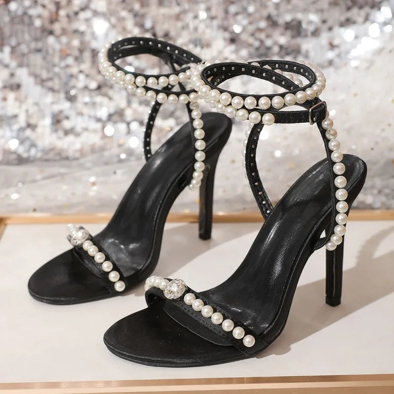 Open Toe String Bead Sandals With Buckle Strap For Women