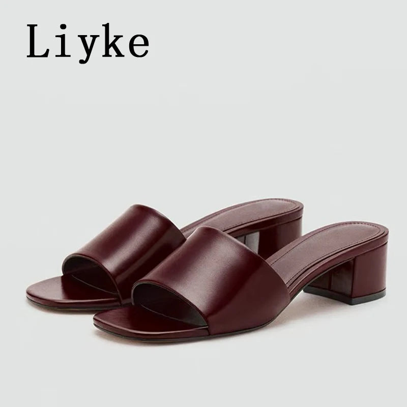 Premium Soft Leather Comfort Flat Slides for Women