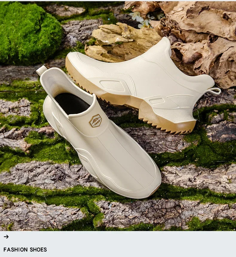 Round Toe Waterproof Ankle Rain Boots