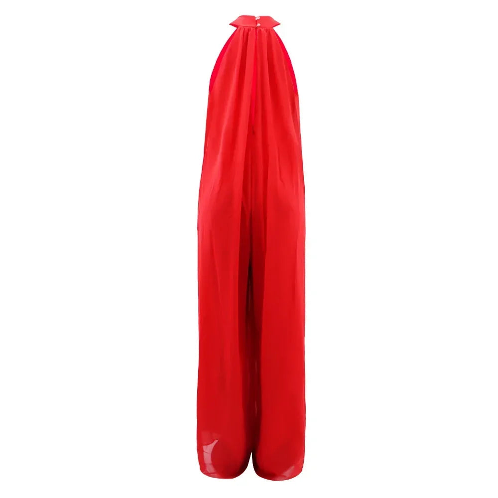 Loose Fit Solid Color Chiffon Ankle Length Jumpsuit for Women