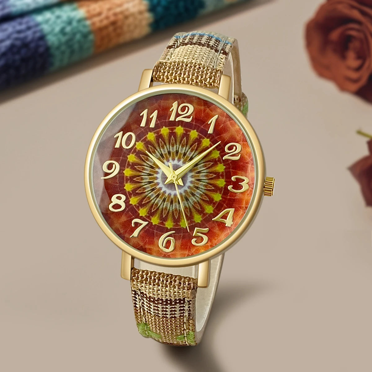 Classic Round Quartz Leather Strap Watch