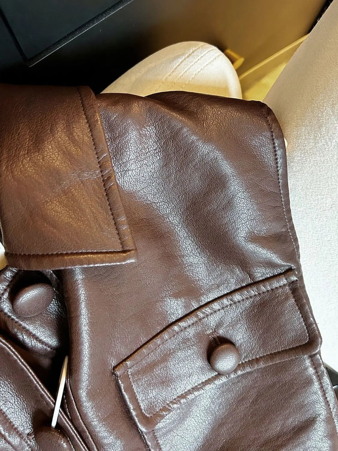 Retro Lapel Belted Leather Sleeveless Vest for Women