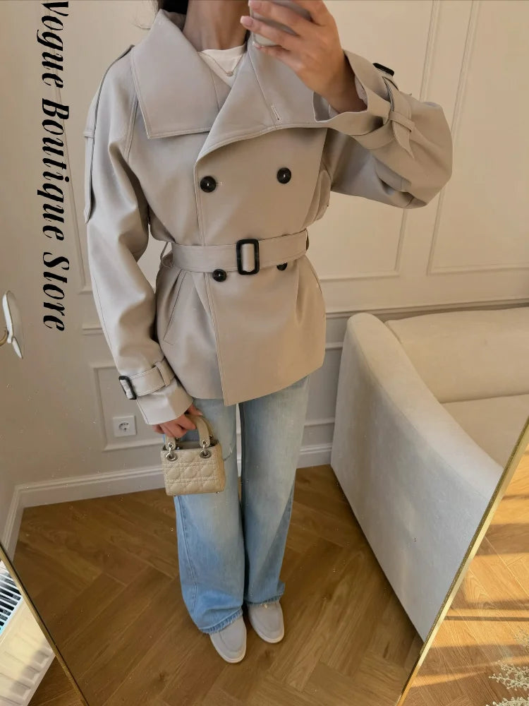 Relaxed Fit Belted Single Breasted Jacket for Women