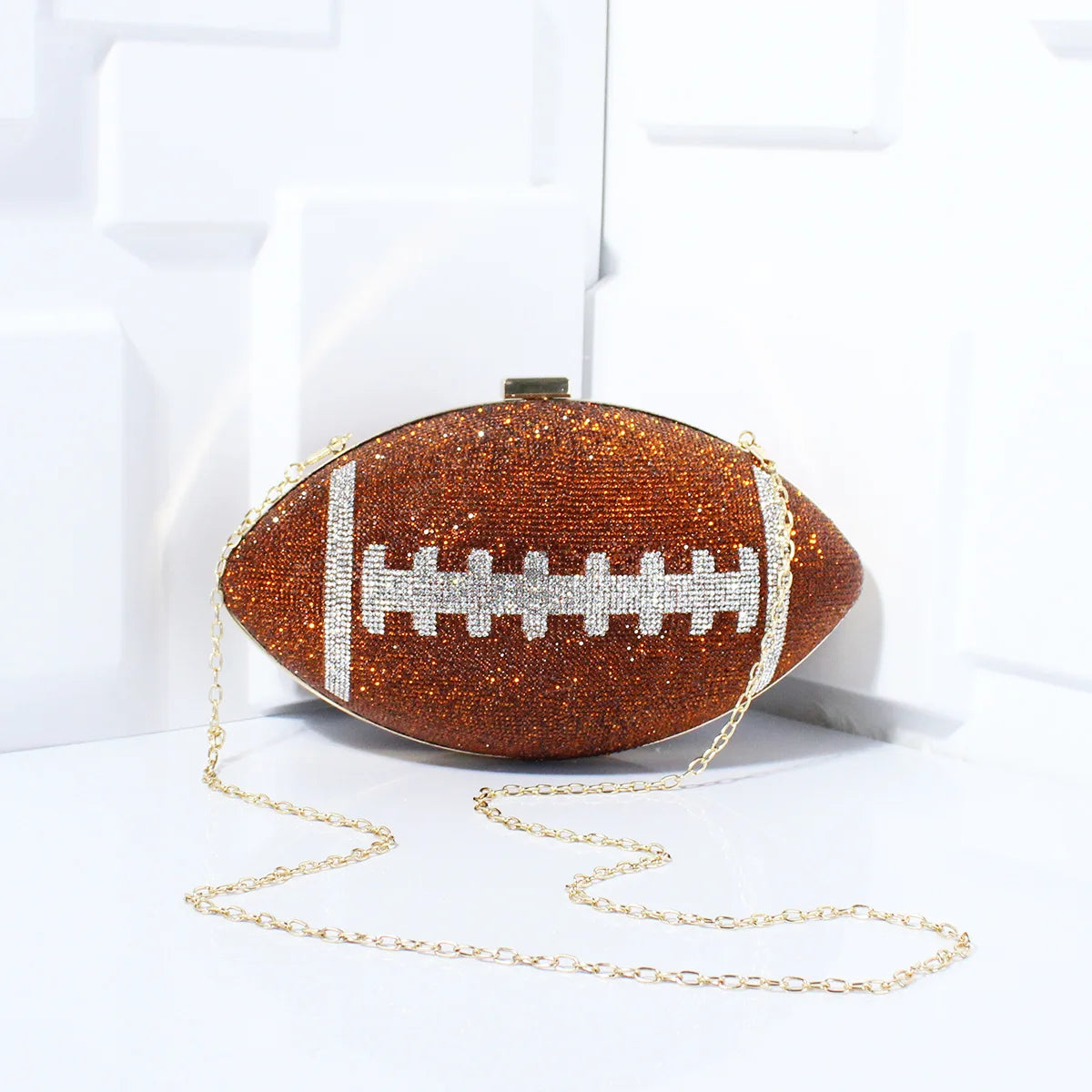 Football-Shaped Evening Minaudière - Exquisite High-End Banquet Purse for Dance Events Versatile Shoulder Messenger Bag