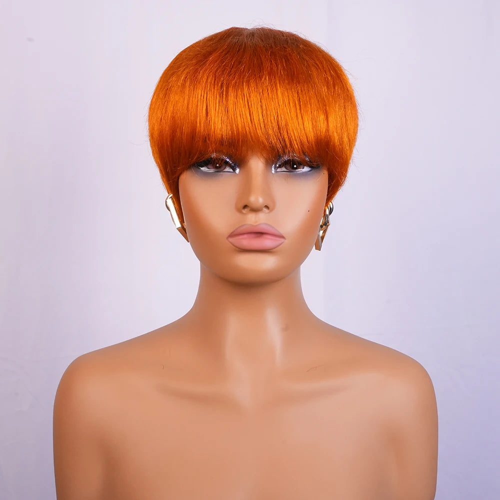 Realistic Short Straight Pixie Cut Human Hair Wig For Women