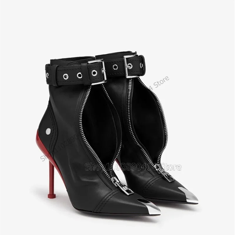 Red Pointed Toe Ankle Boots