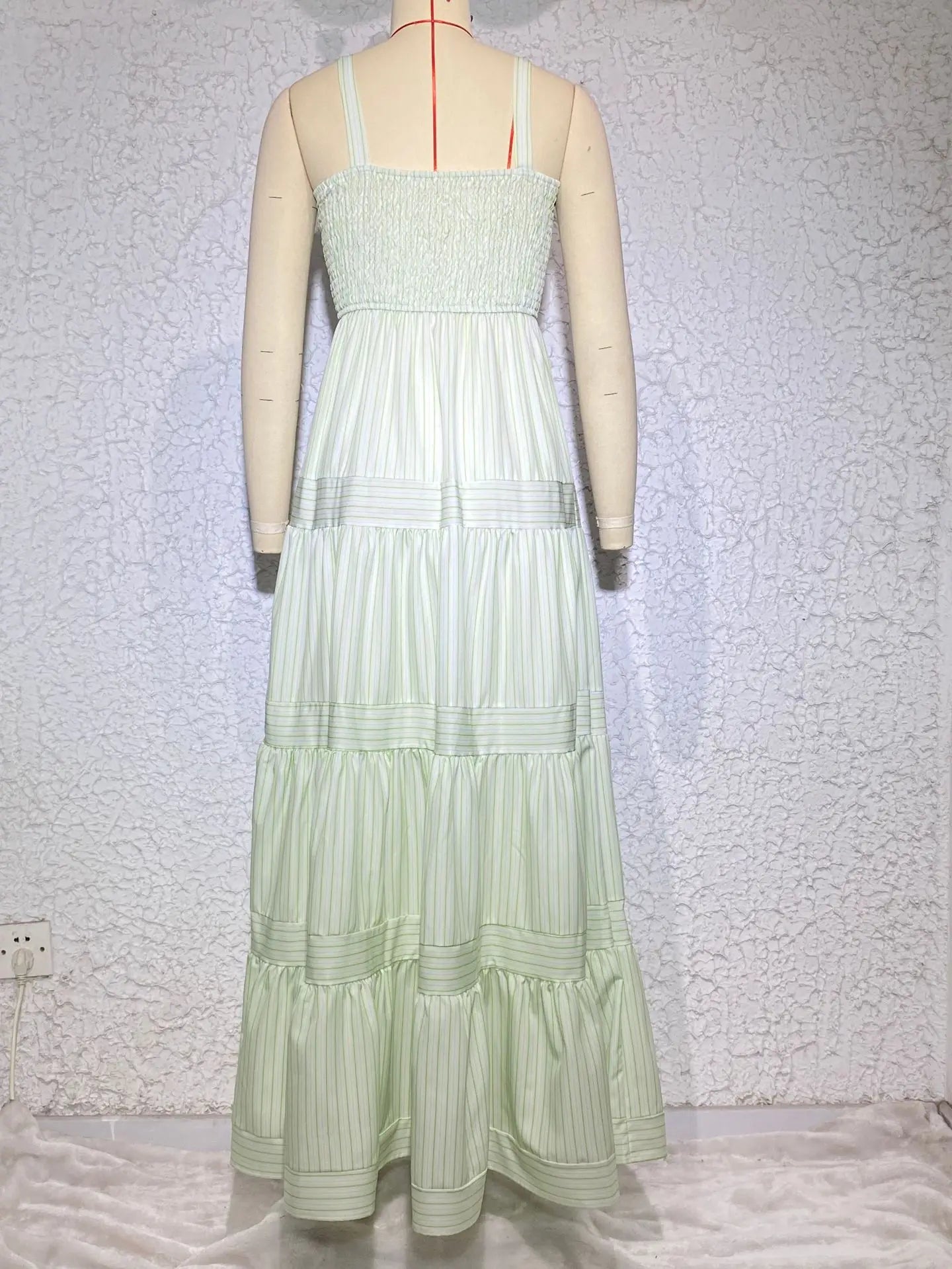 Elegant Striped Spaghetti Strap Maxi Dress for Women