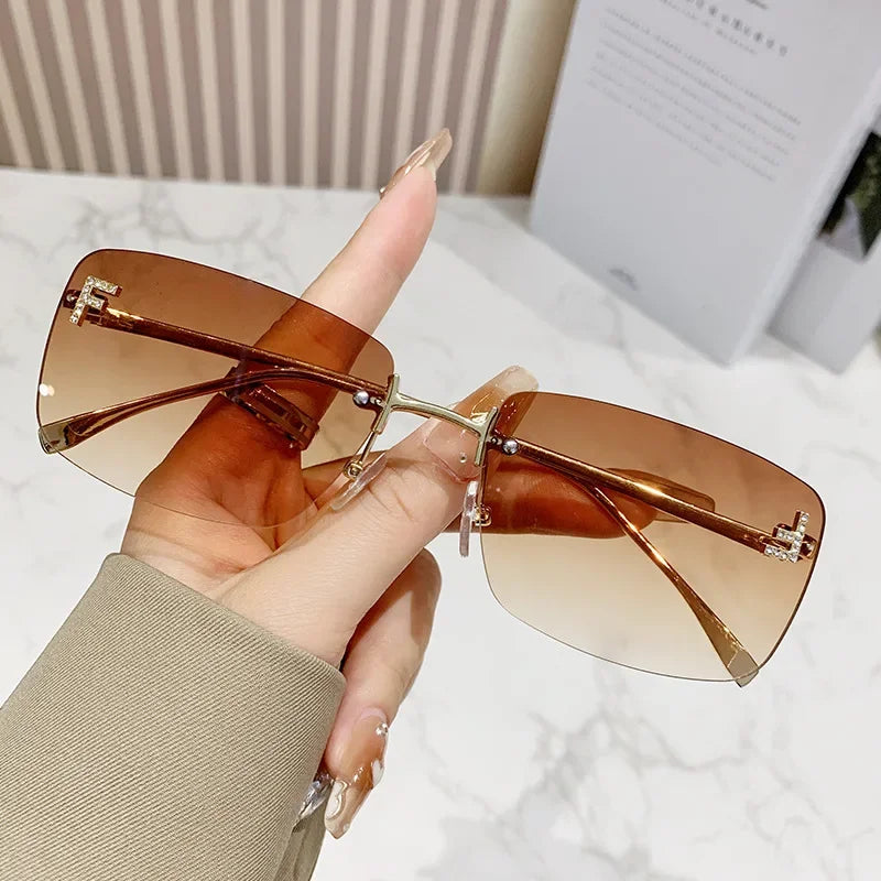Rimless Square Fashion Sunglasses