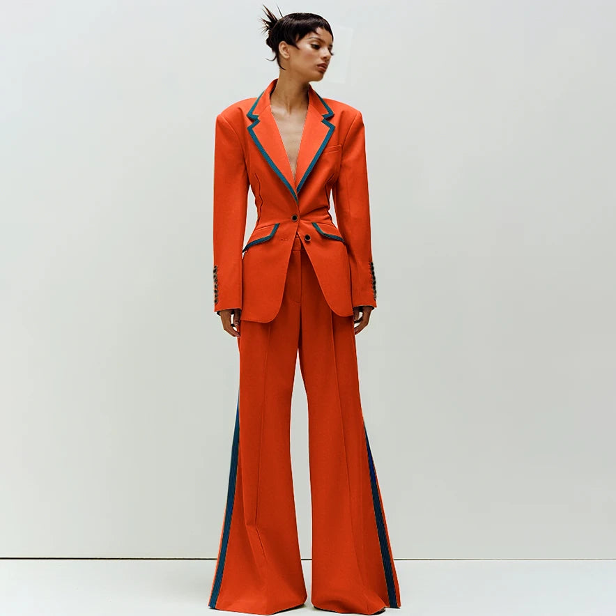 Tailored Notched Collar Two Piece Suit Set For Women