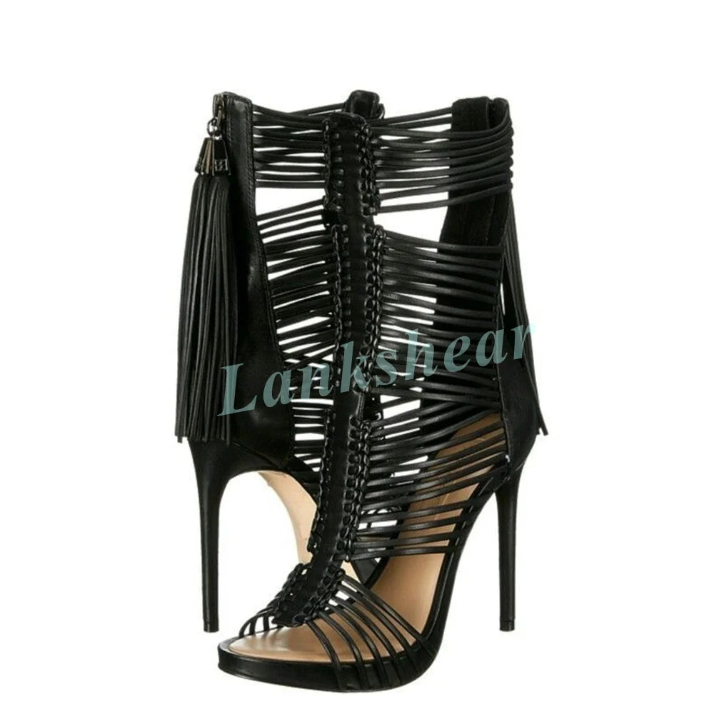 Crisscross Straps Knee High Gladiator Platform Sandals for Women