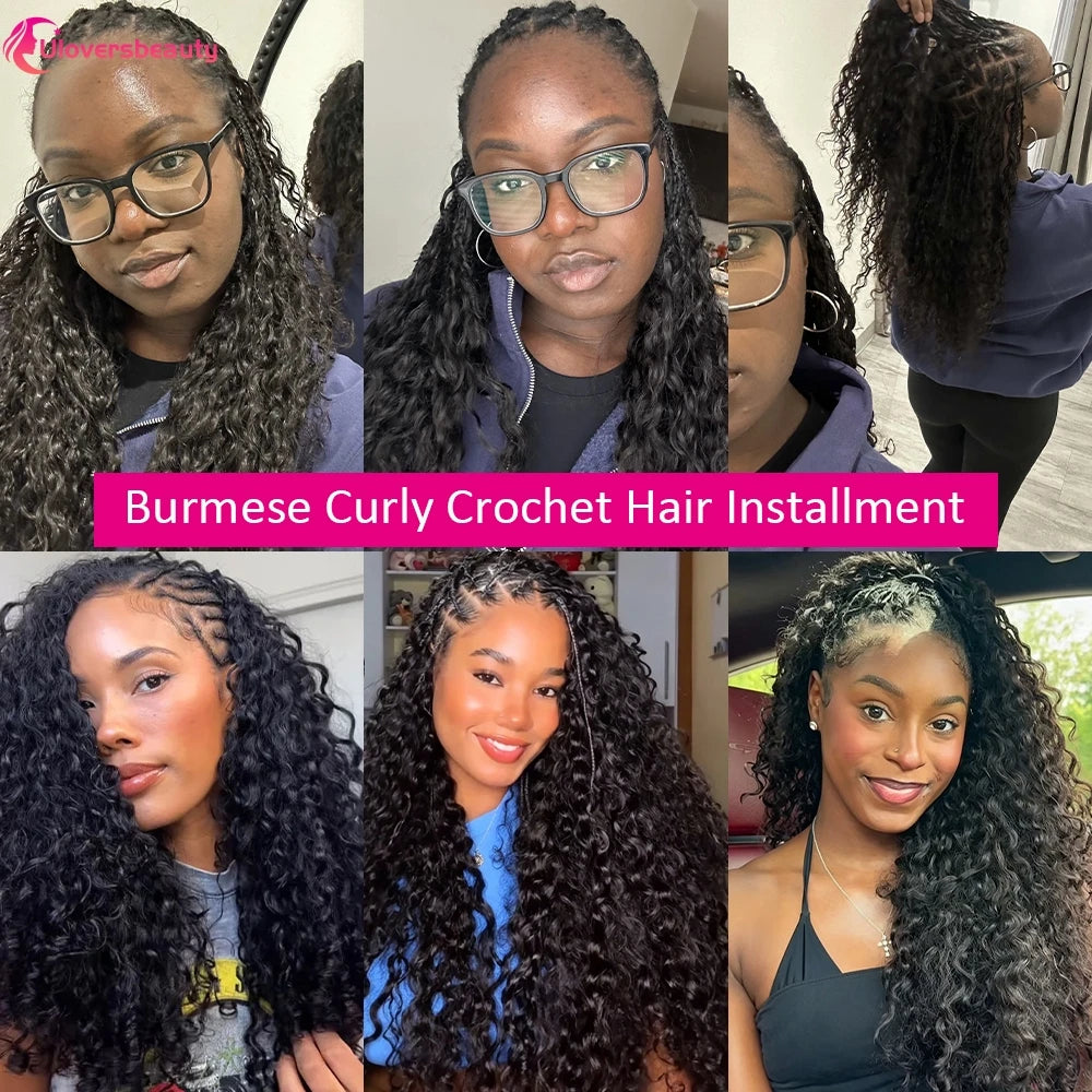 Burmese Curly Crochet Human Hair Extensions for Women