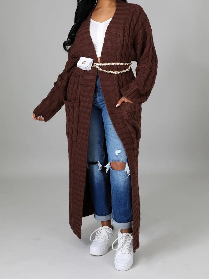 Long Sleeve Crochet Knit Cardigan Sweater for Women