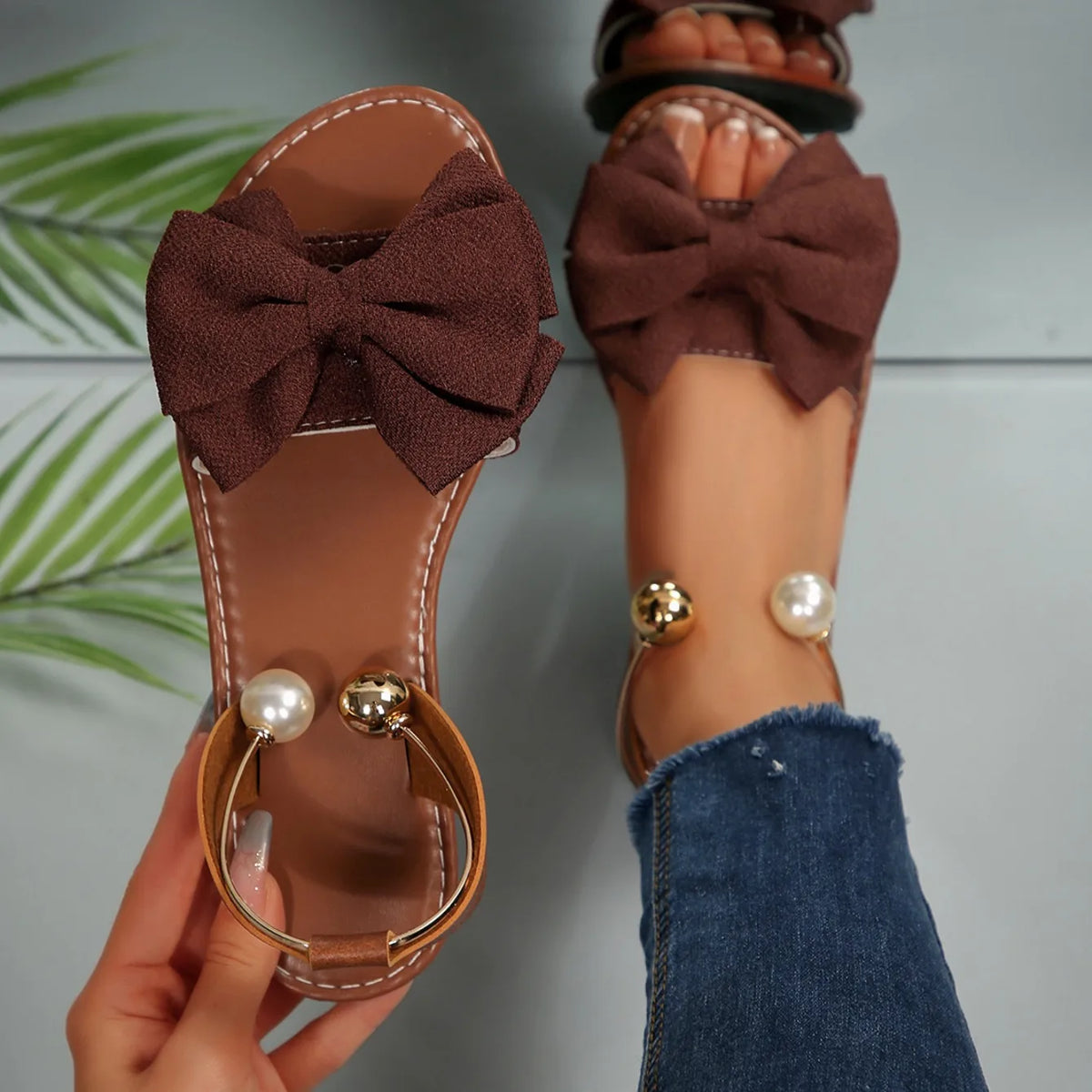 Lightweight Casual Beach Bow Tie Flat Sandals for Women