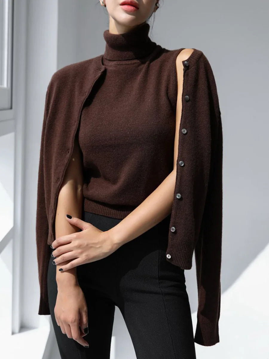 Slim Fit Knit Sleeveless Turtleneck Tank Top for Women