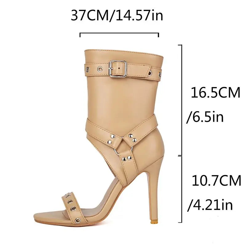 Elegant Metal Decor Zipper Buckle Sandals for Women