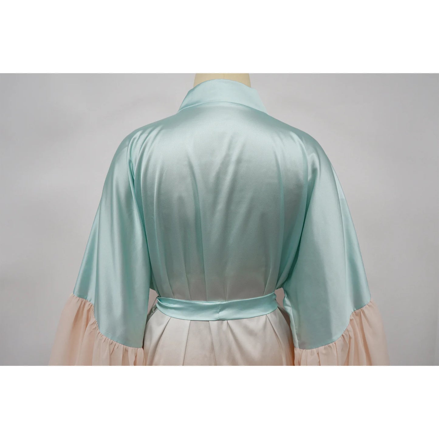 Vintage Floral Printed Chiffon Long Cardigan With Ruffle Sleeves for Women