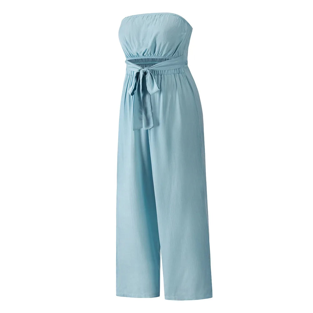 Casual Backless Slim Suspenders Straight Jumpsuit for Women