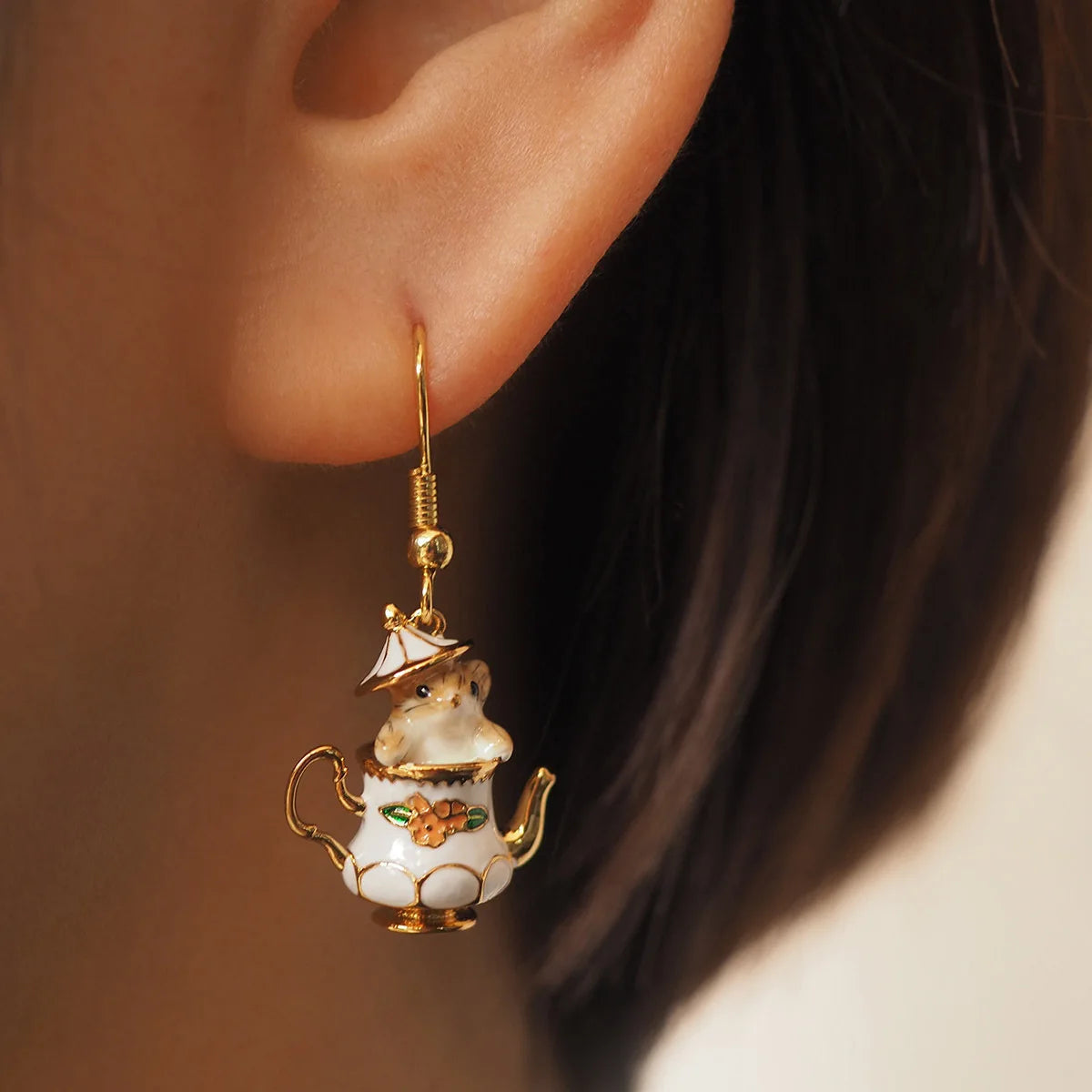 Cute Chipmunk Pendant Necklace and Earring Set for Women