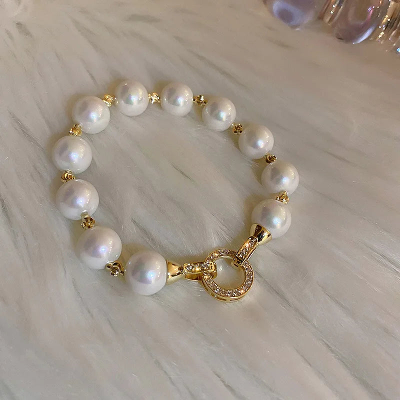 Pearl And Zircon Circle Bracelet